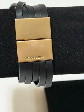 Coach Black Leather Multi-Strap Bracelet
